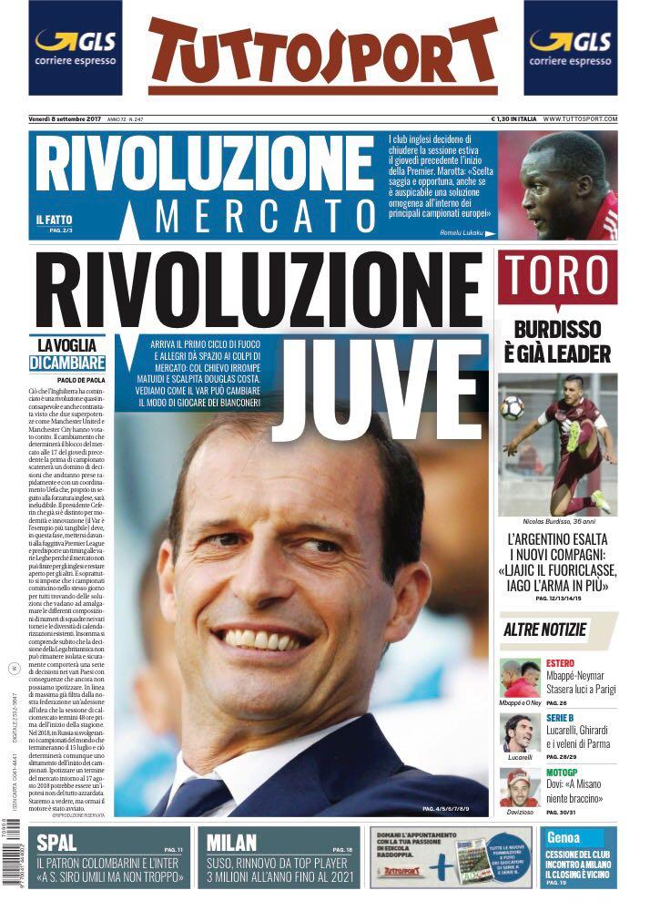 Foto Lapertura Di Tuttosport Rivoluzione Juve