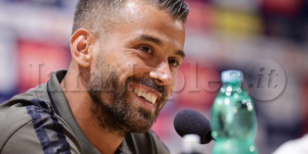 Press conference of Napoli's Italian defender Leonardo Spinazzola during  SSC Napoli's 2024-25 preseason training camp in val di sole in Trentino, Dimaro Folgarida