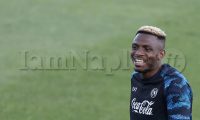 Napoli's Nigerian forward Victor Osimhen  during SSC Napoli's 2024-25 preseason training camp in Castel Di Sangro, Abruzzo, Italy.