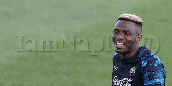 Napoli's Nigerian forward Victor Osimhen  during SSC Napoli's 2024-25 preseason training camp in Castel Di Sangro, Abruzzo, Italy.