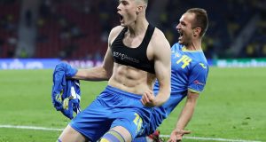 Glasgow (Scozia) 29/06/2021 - Euro 2020 / Svezia Ucraina / foto Uefa/Image Sport
nella foto: esultanza gol Artem Dovbyk